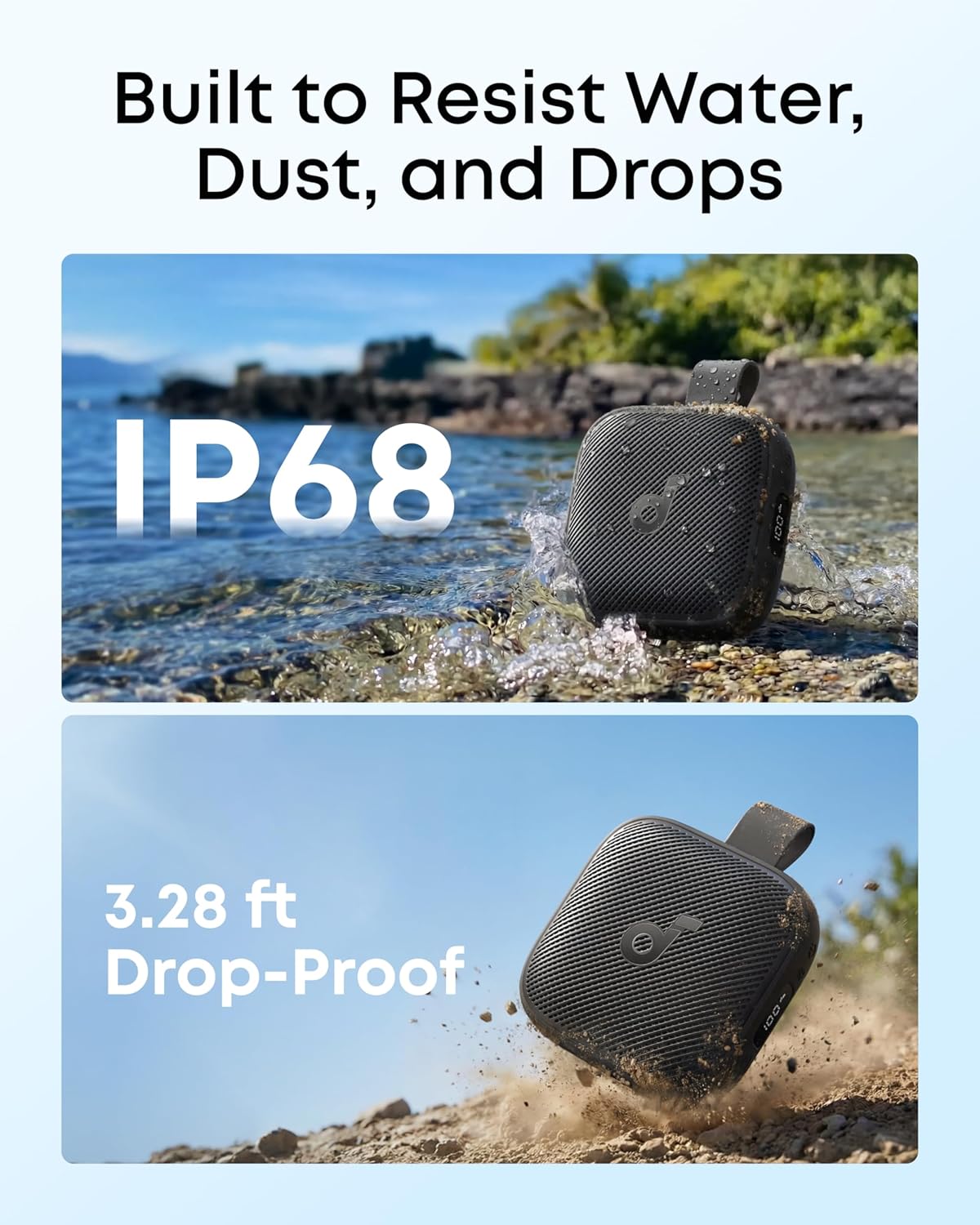 Mini Bluetooth Speaker 15W Waterproof IP68 24H Playtime LED