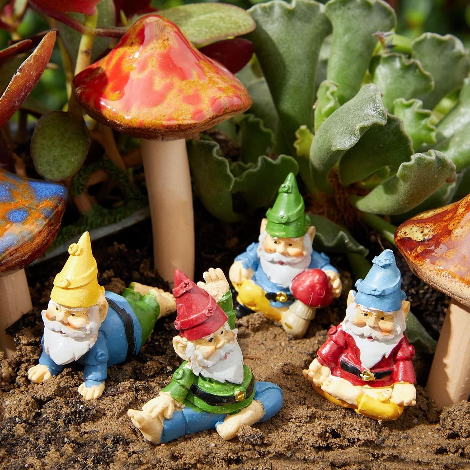 4Pcs Mini Yoga Garden Gnomes Resin Fairy Pot Decor Set