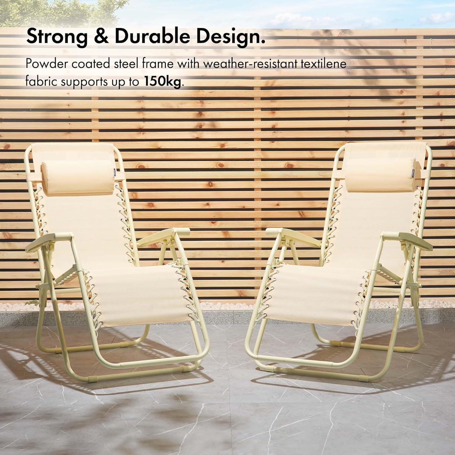 Set of 2 Zero Gravity Reclining Garden Chairs Yellow