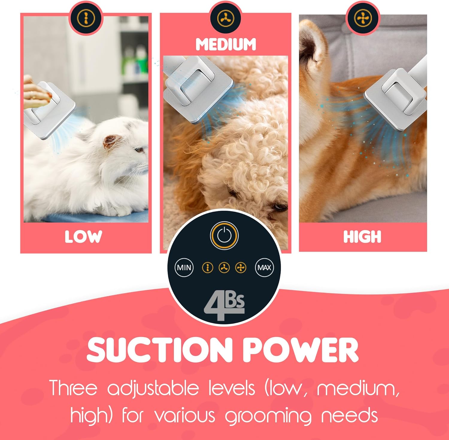 Pet Grooming Vacuum 12000Pa 5 in 1 Dog Cat Hair Clipper Quiet 2L