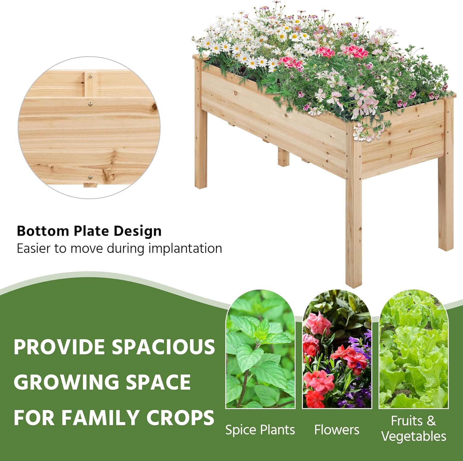 Set of 2 Raised Wooden Garden Beds Elevated Planter Box 120cm