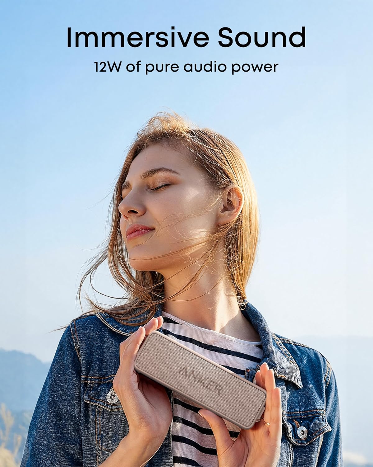Portable Wireless Speaker 12W Stereo Deep Bass IPX7 Waterproof