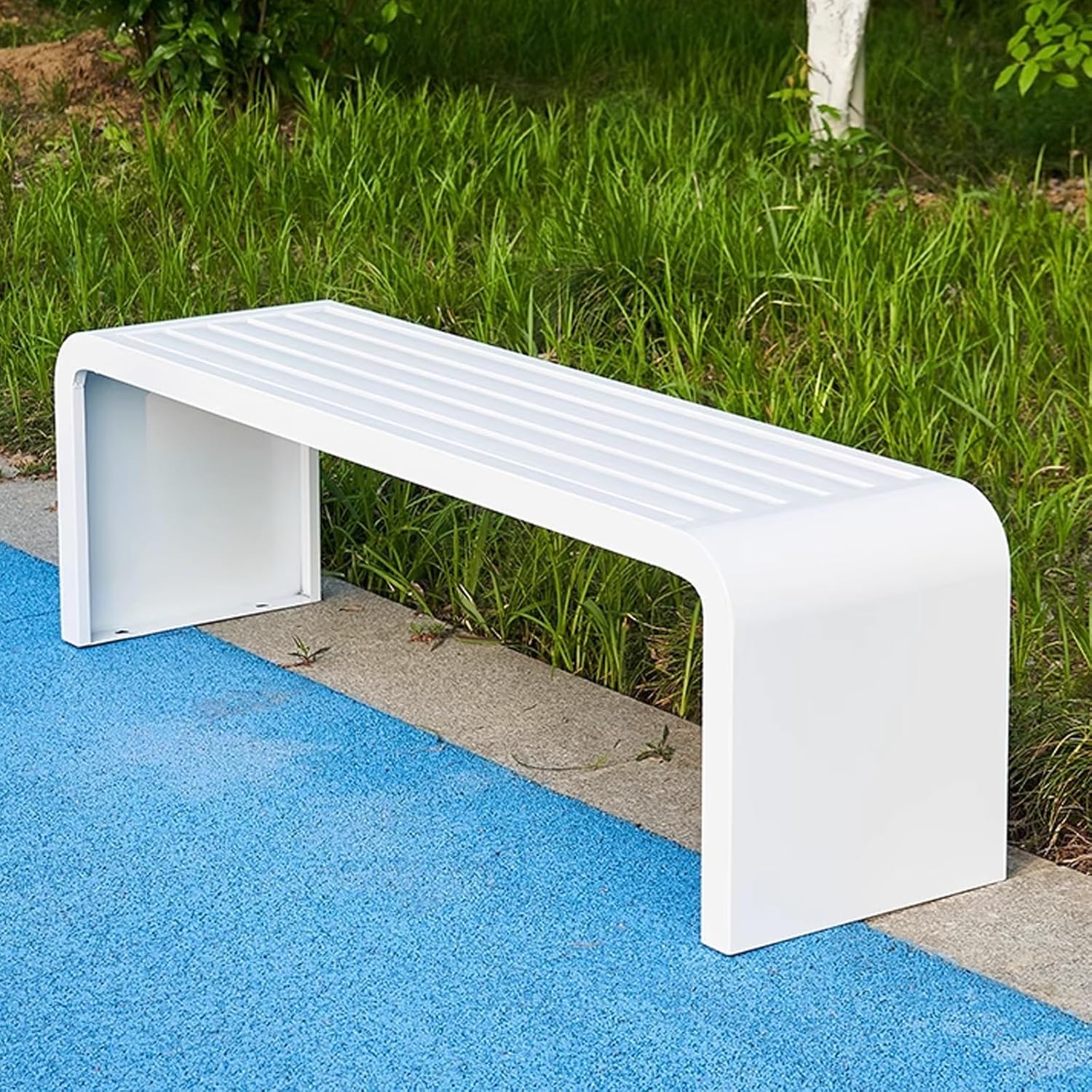 Outdoor Wooden Garden Bench 150cm Backless Patio Seat Weatherproof