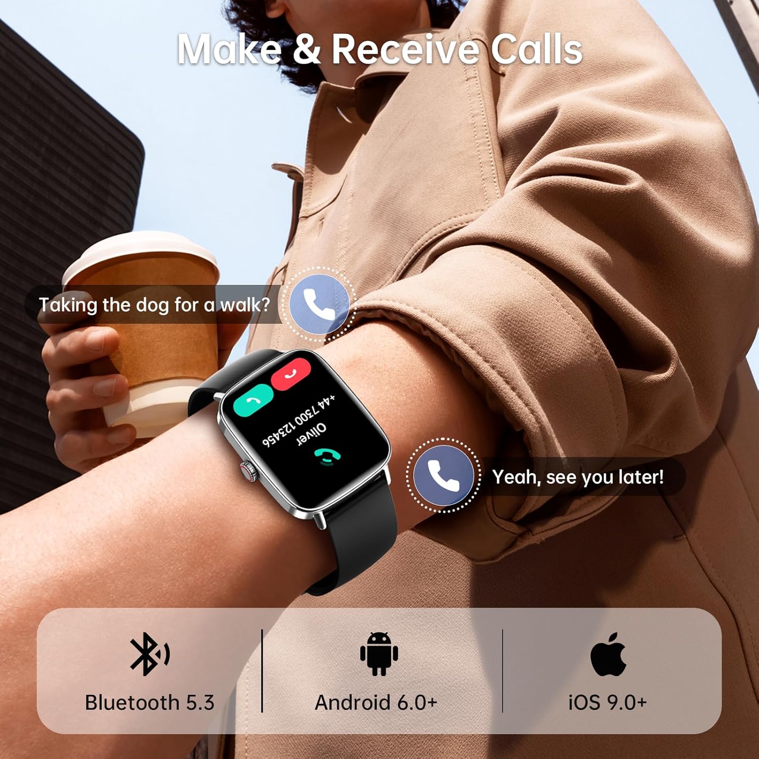 Mens Smart Watch Bluetooth Call 110 Sports IP68 Tracker