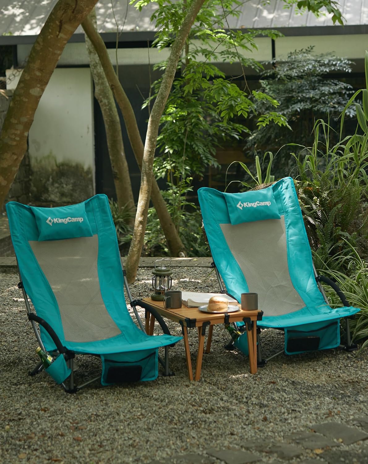 Low Folding Beach Chair Heavy Duty Portable Mesh Camping Chair Cyan