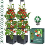 2 Pack Raised Garden Bed Planter with Trellis Self Watering Black
