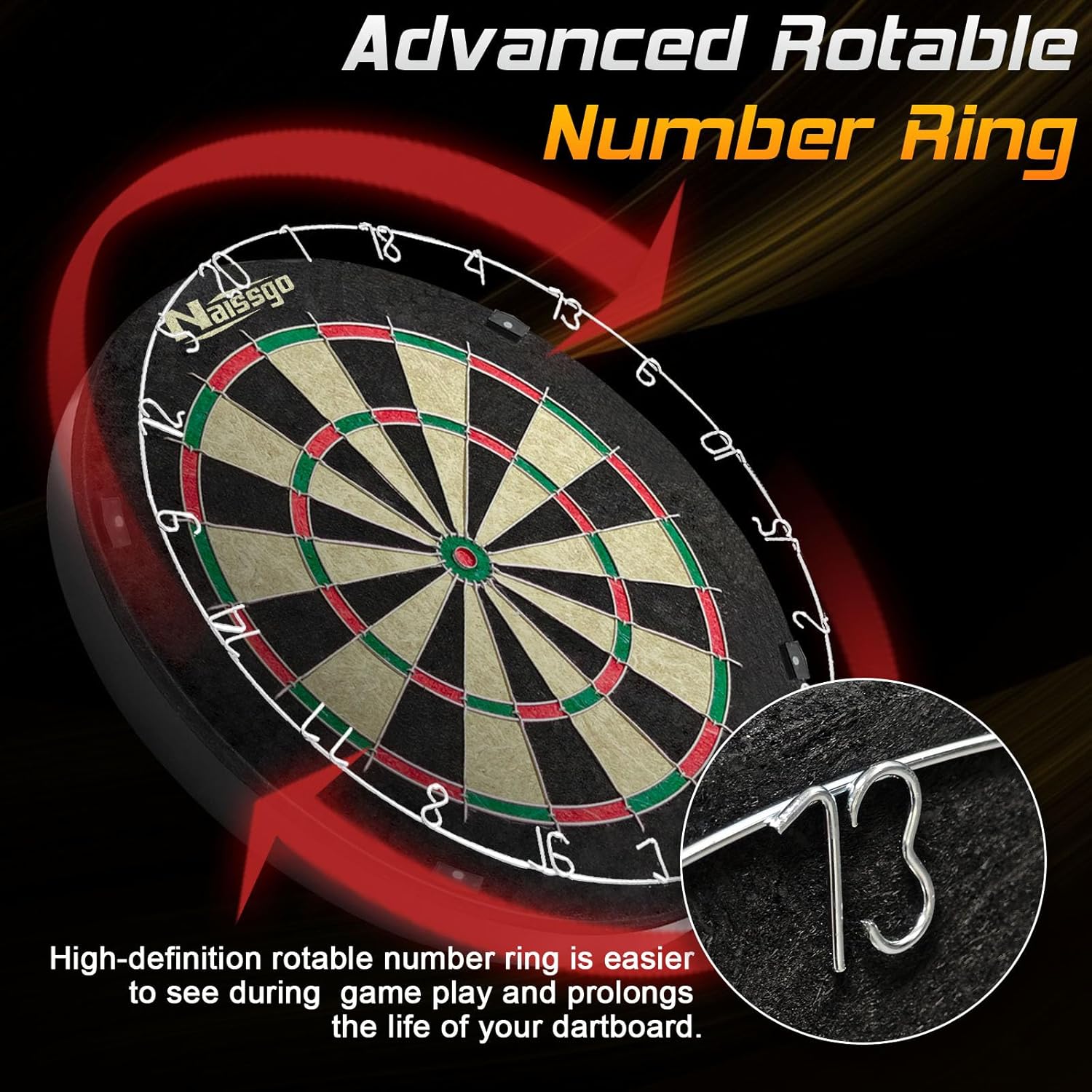 Bristle Dart Board Set Steel Tip Darts Sisal Rotating Ring