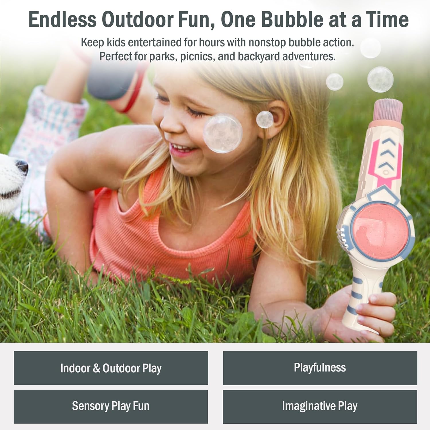Smoke Bubble Wand Toy with Fog Effect Pink Kids Gift