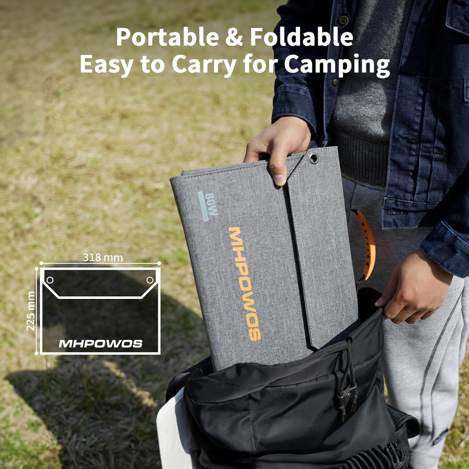 80W Foldable Solar Panel USB C USB A DC Camping Charger