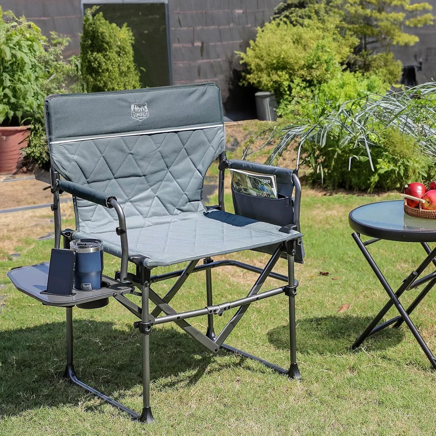 Heavy Duty Folding Directors Camping Chair Grey