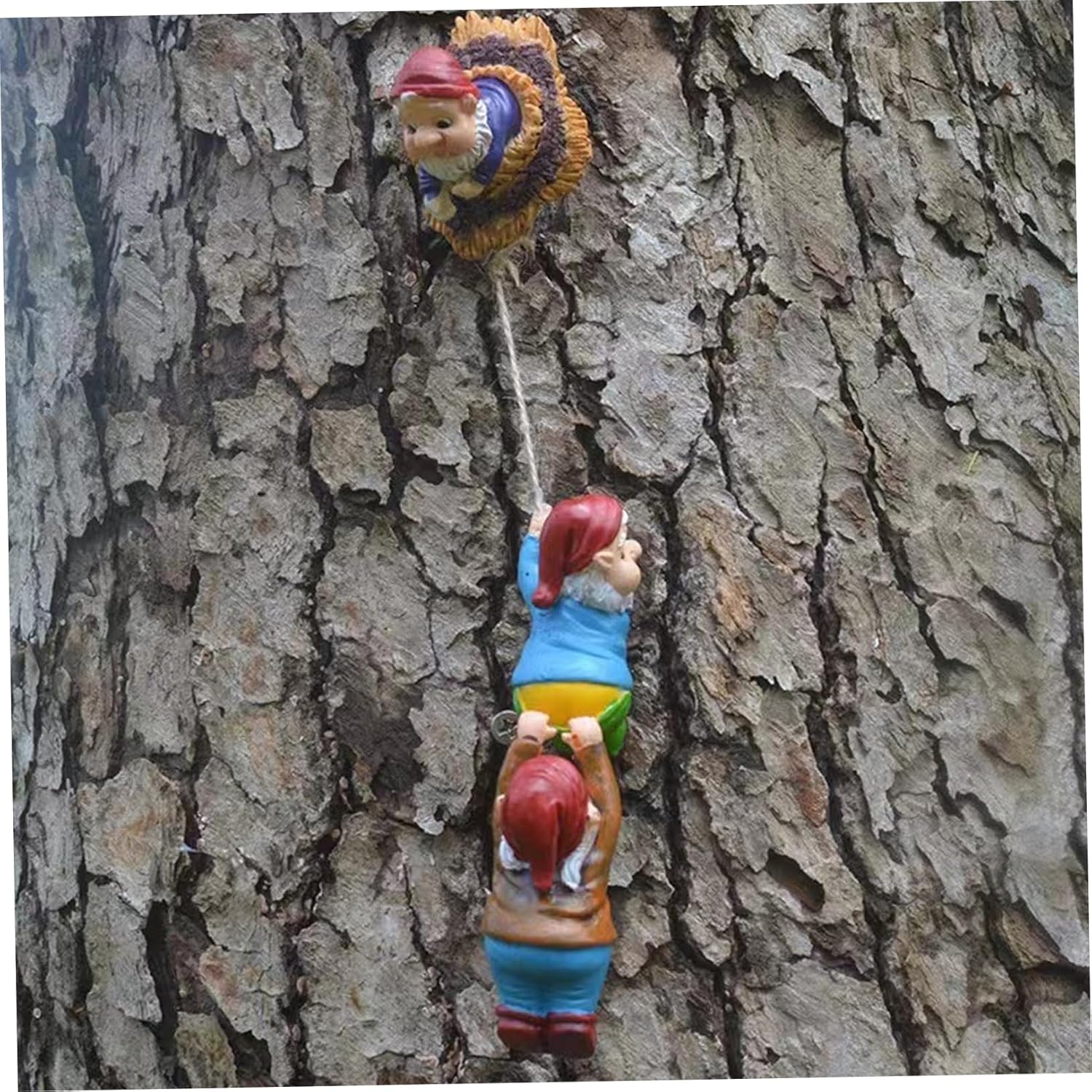 3Pcs Climbing Gnomes Resin Hanging Rope Garden Decor Set