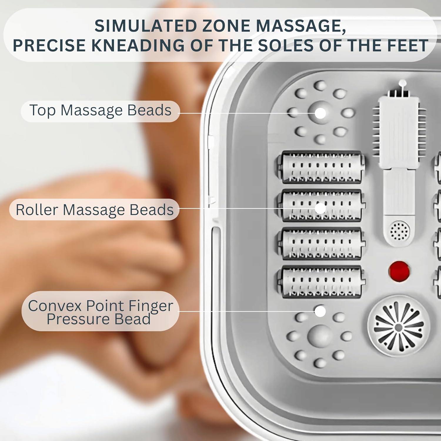 Electric Foot Spa Massager Heat LED Shiatsu Rollers Foot Bath Relax
