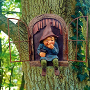 Tree Hugger Gnome Statue Hanging Elf Garden Decor Patio Lawn