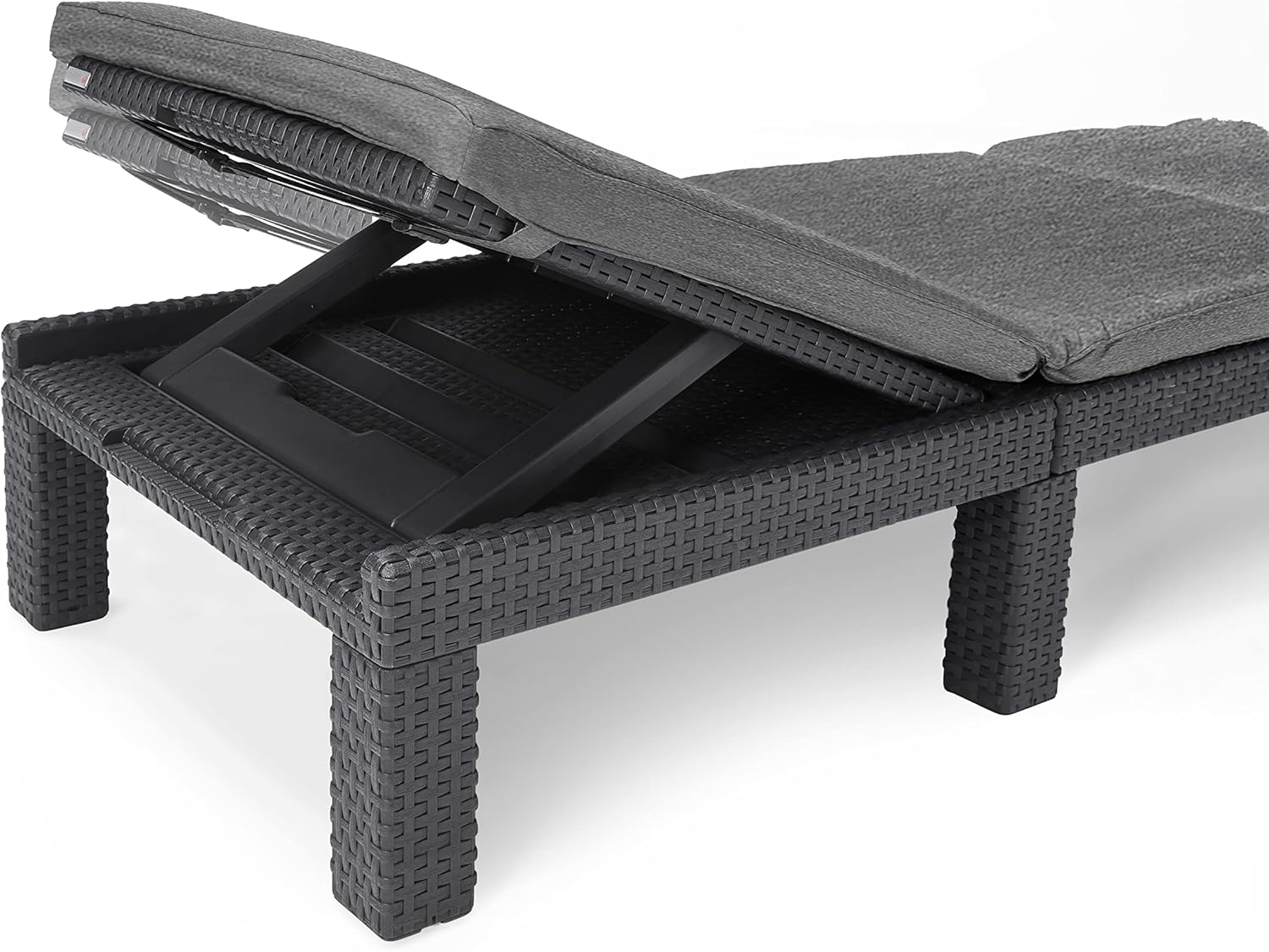 Outdoor Rattan Sun Lounger Recliner Chair with Cushion Graphite