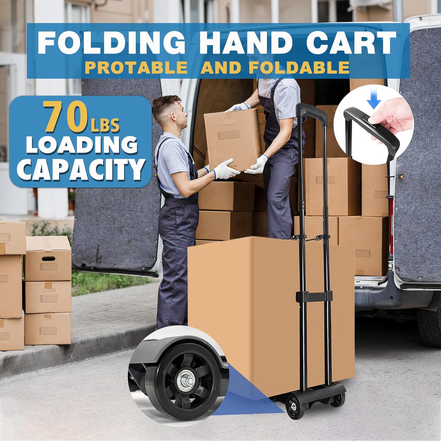 Folding Hand Truck Trolley 25KG 2 Wheel Luggage Cart Steel