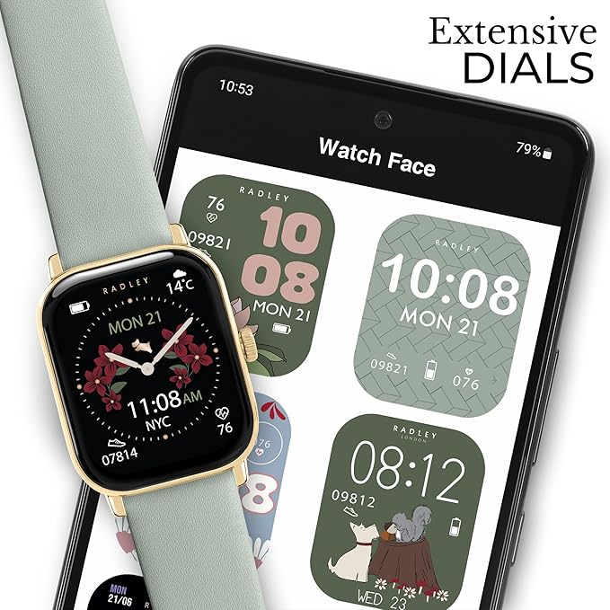 Womens Smart Watch Set Black Silicone Leather Strap