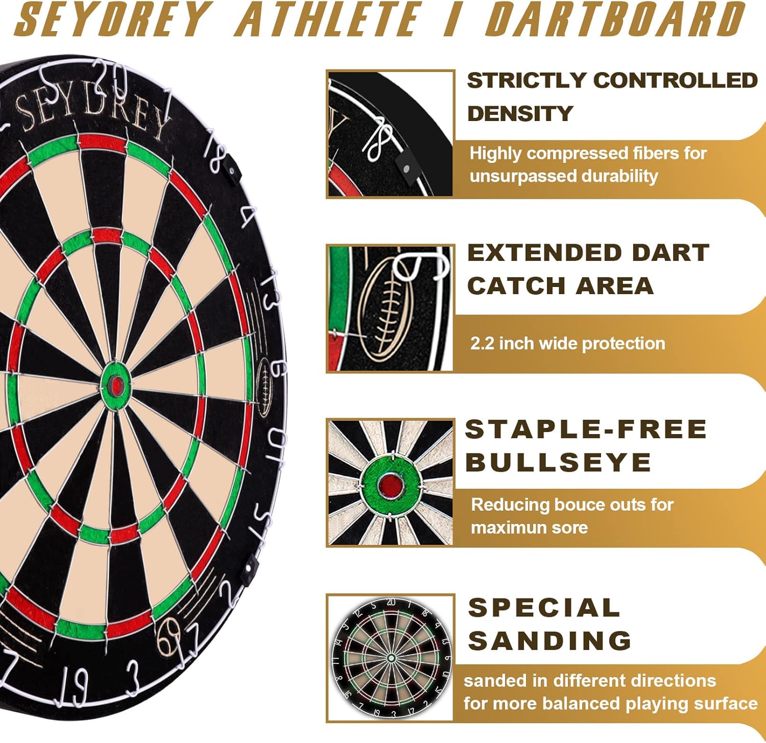 Bristle Dart Board Set Steel Tip Darts Flights Staple Free Target