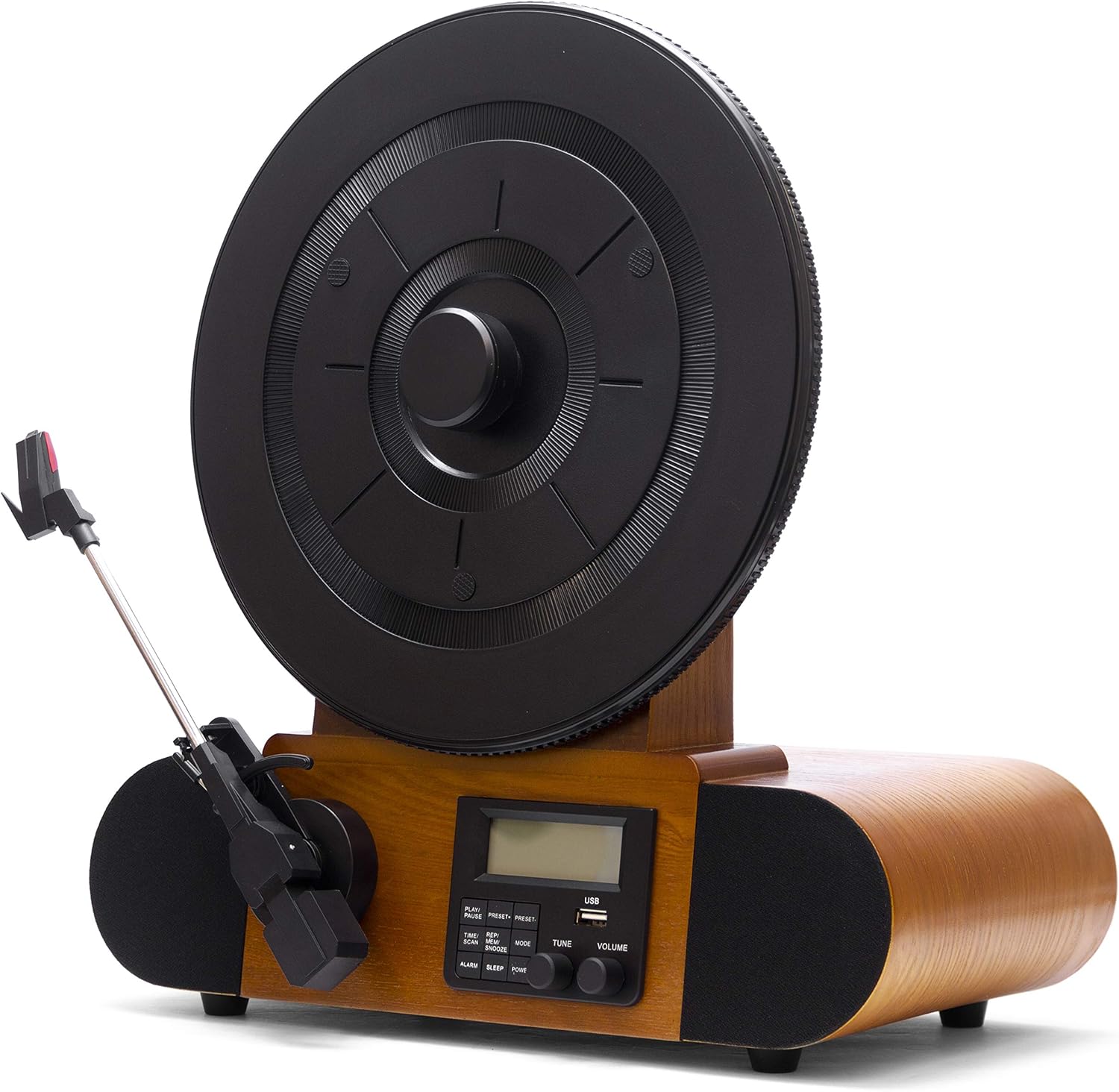 Vertical Record Player with Bluetooth Speakers FM Radio Wood