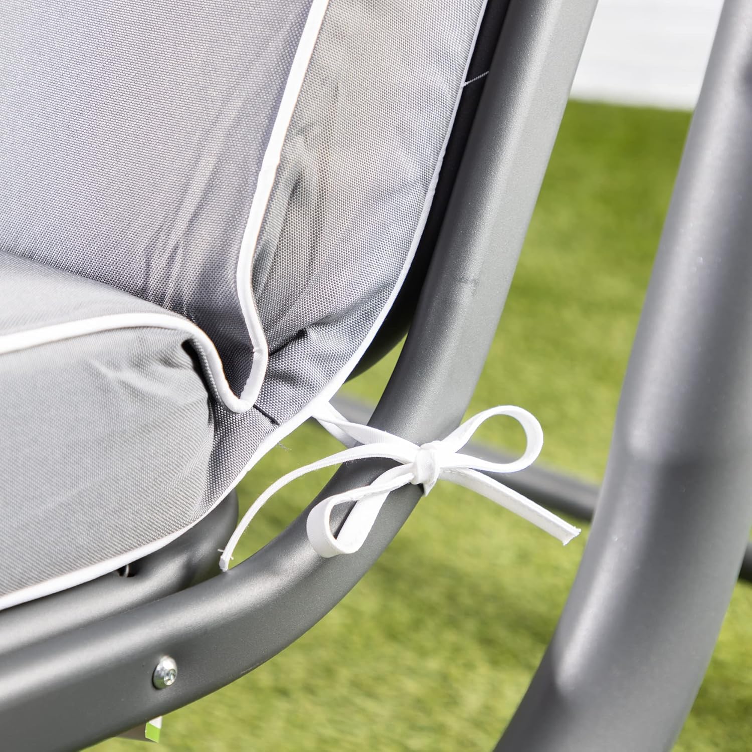 3 Seater Garden Swing Chair Luxury Cushions Grey