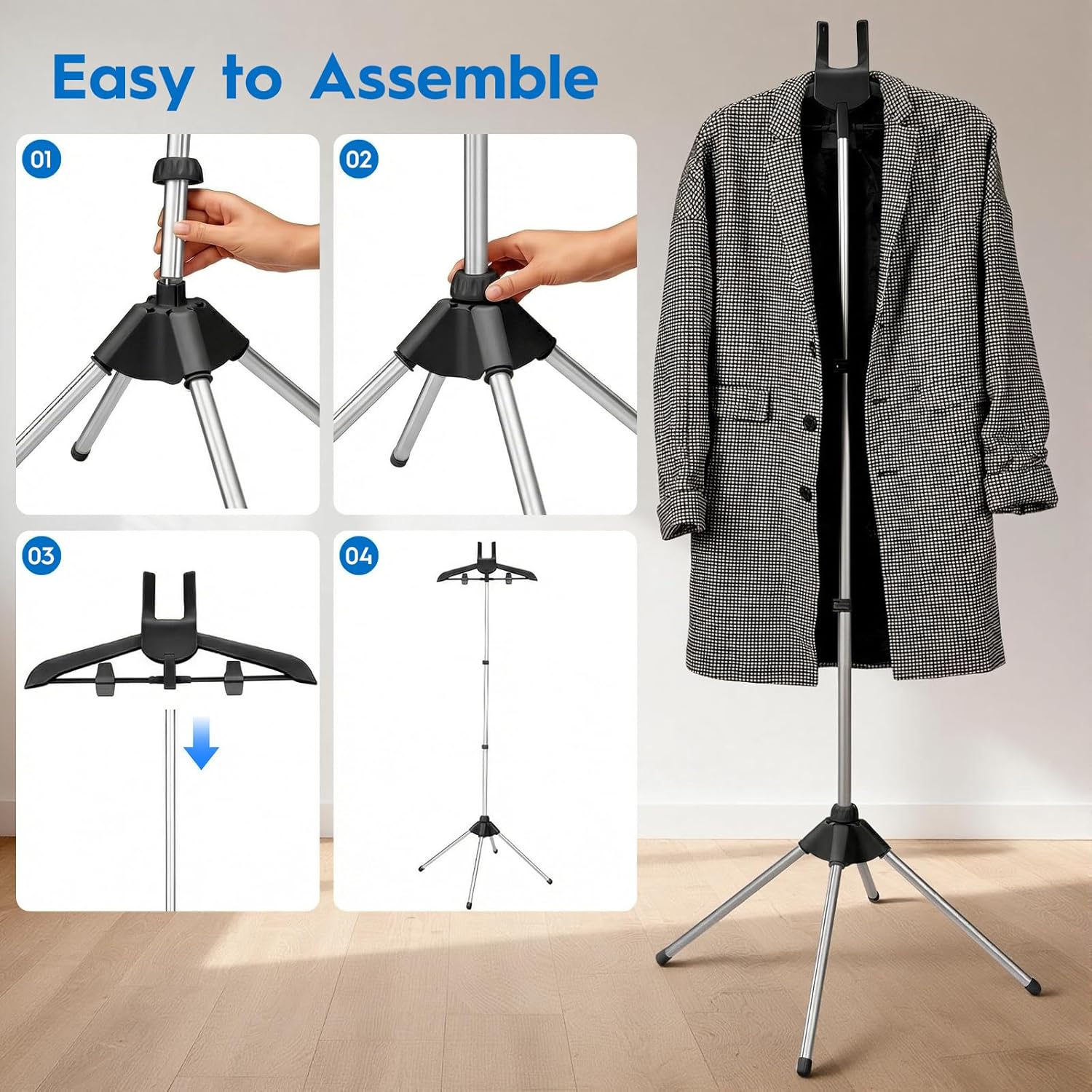 Garment Steamer Stand Adjustable Clothes Hanger 360 Rotating Portable