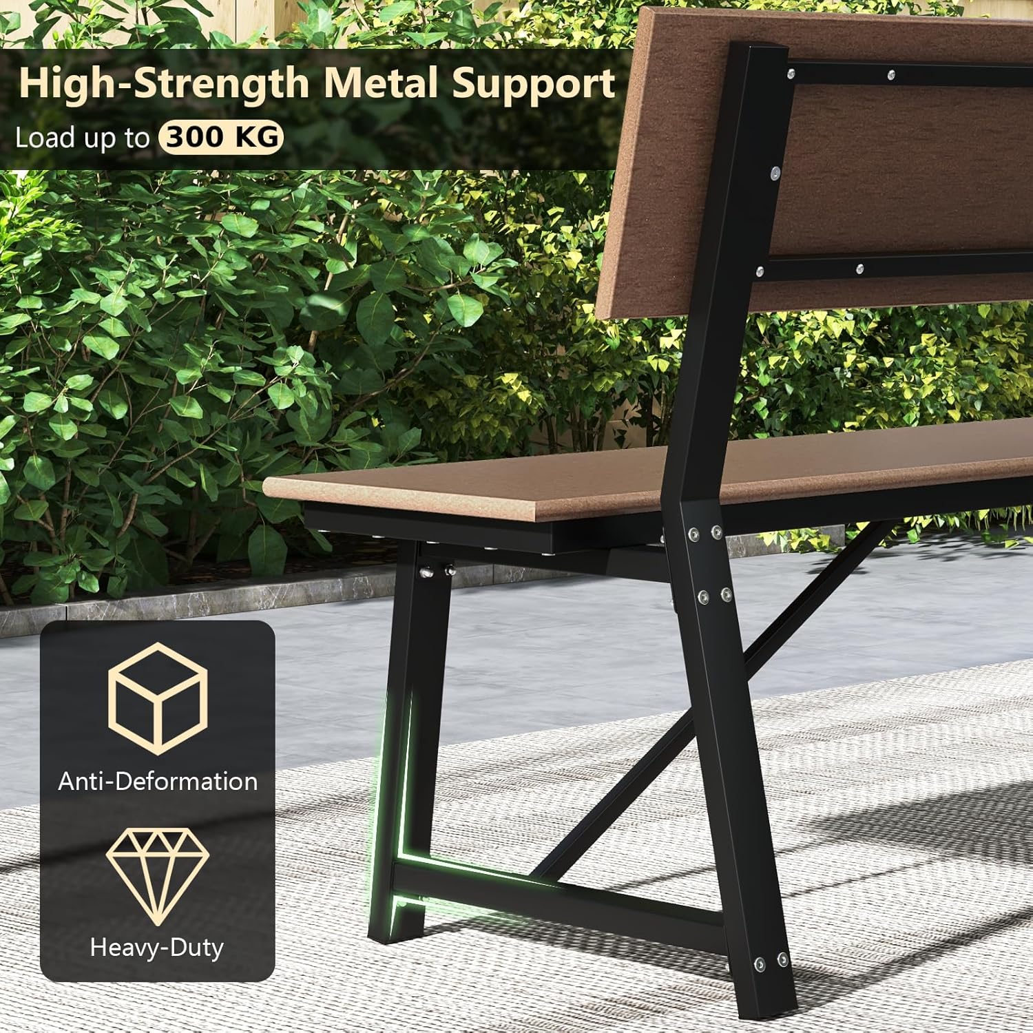 Extra Long 4 Seater Garden Bench HDPE Outdoor Patio Seat