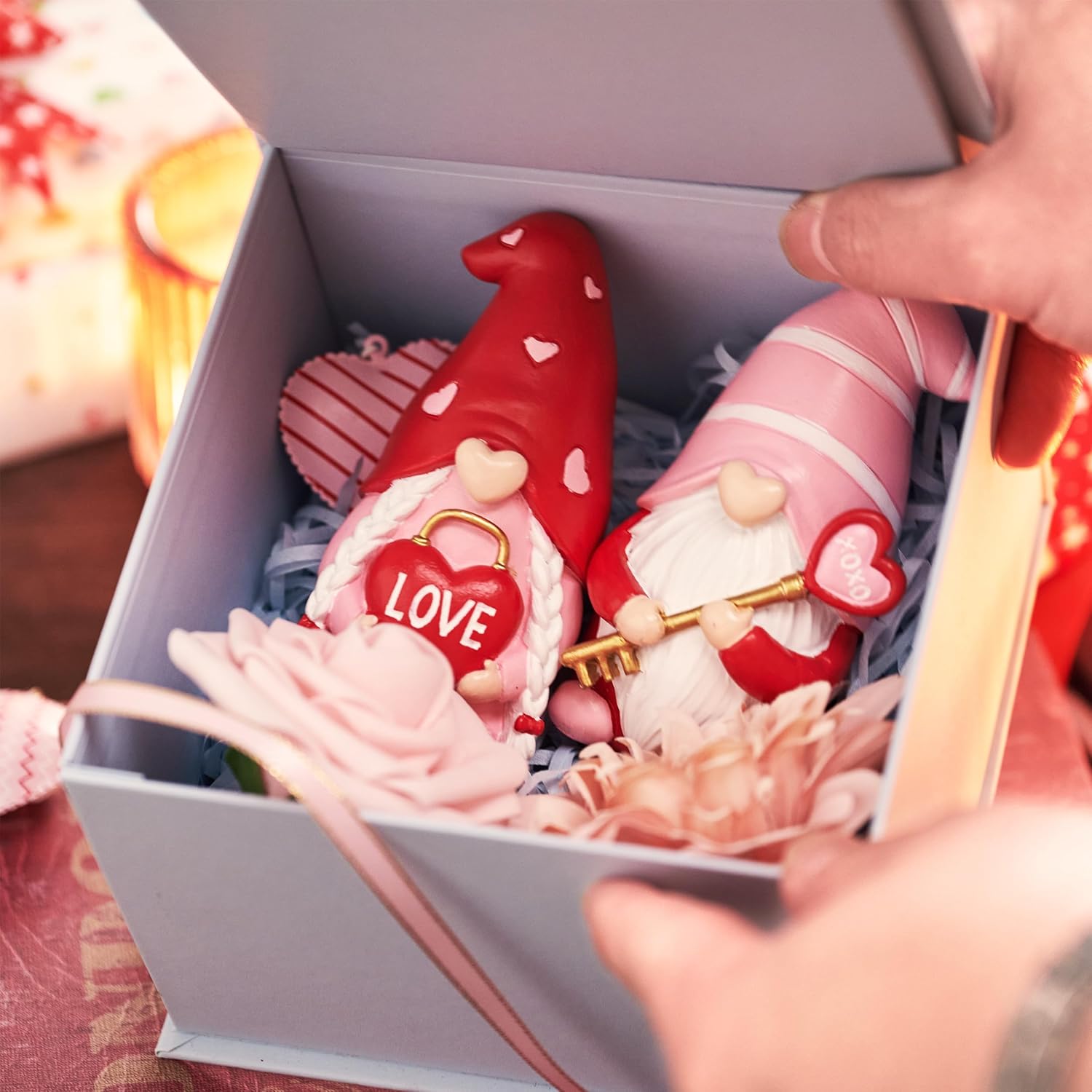 Valentines Gnome Set Resin Love Decor Table Ornament