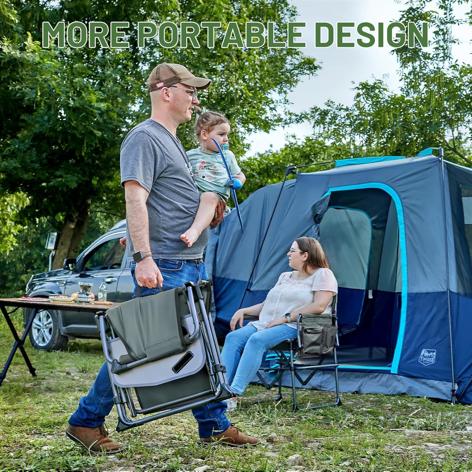 2 Pack Heavy Duty Folding Directors Camping Chairs Grey