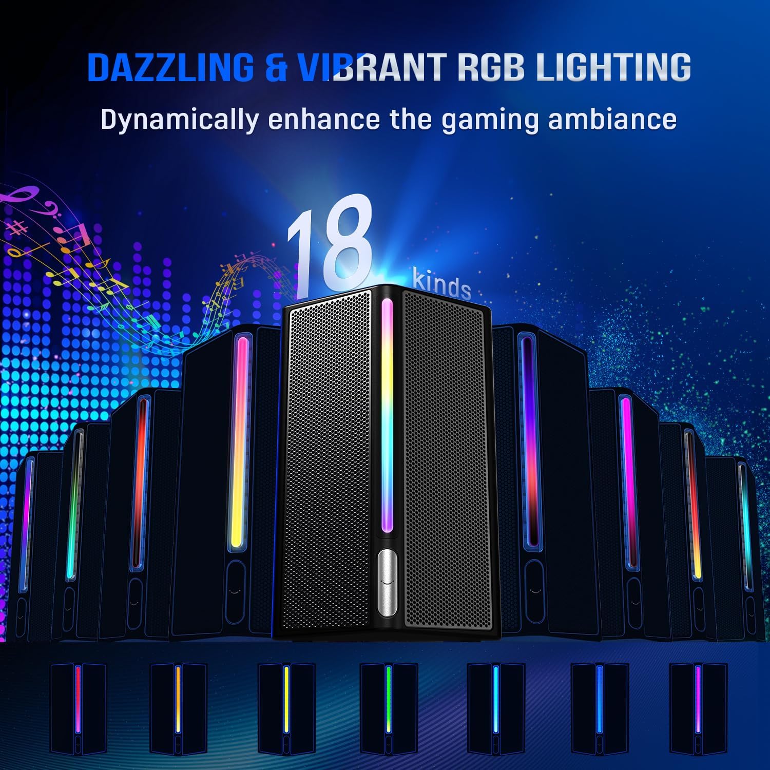 PC Speakers with Subwoofer RGB Gaming Soundbar Bluetooth