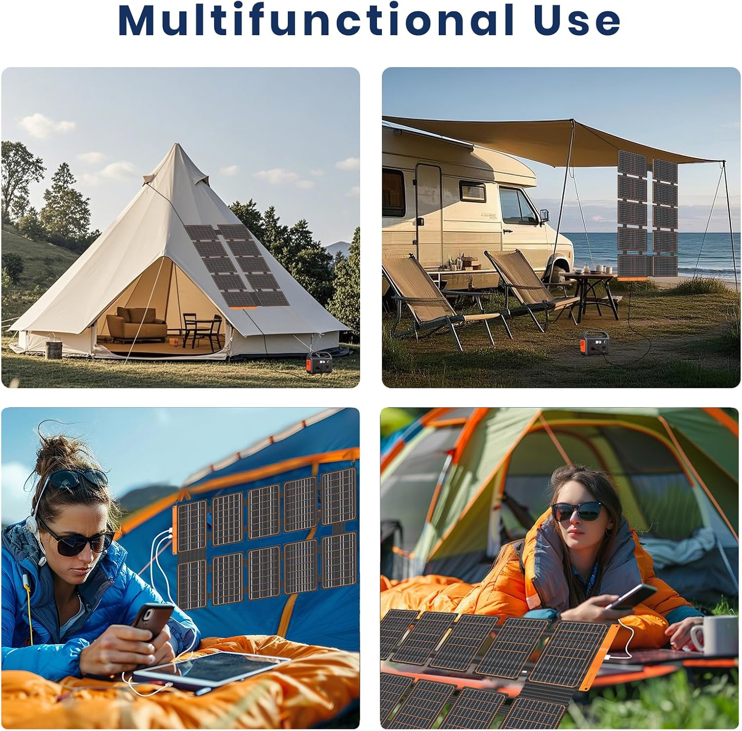 100W Portable Solar Panel Foldable USB C USB A Charger IP67