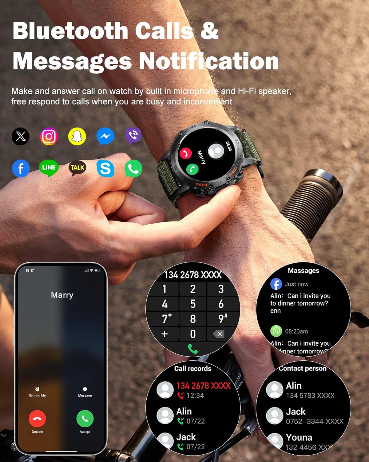 Mens Fitness Smart Watch 106 Sport Modes Green