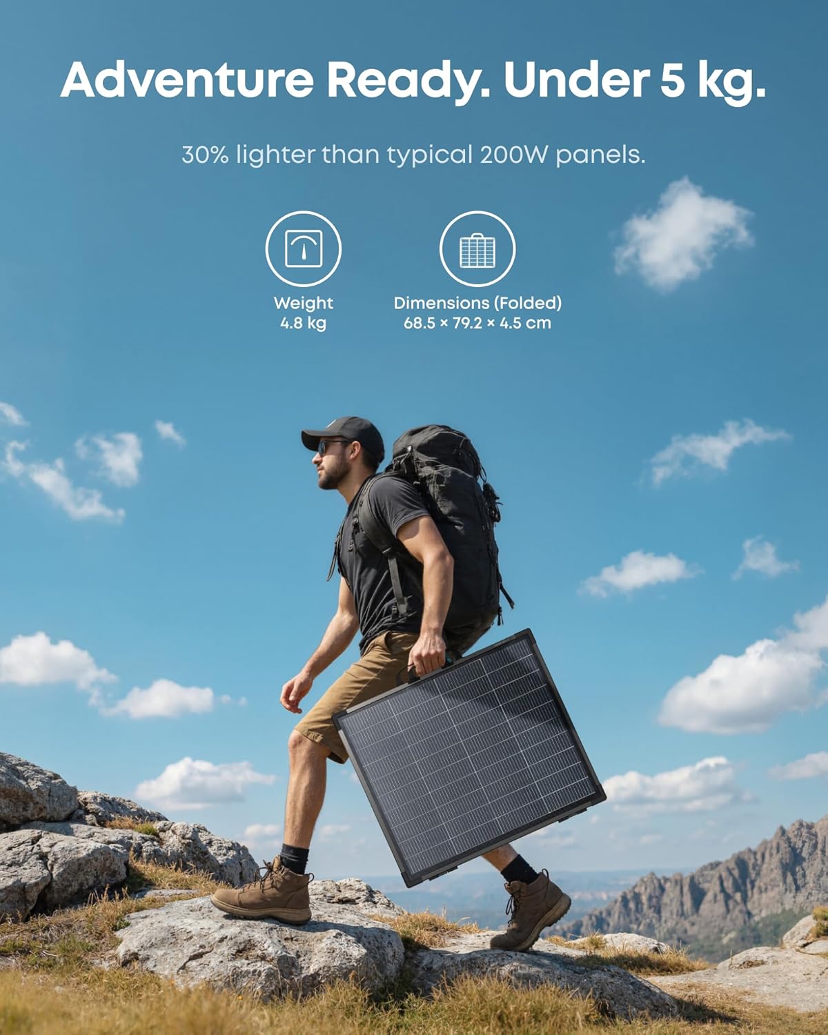 200W Bifacial Portable Solar Panel Foldable IP68 Charger