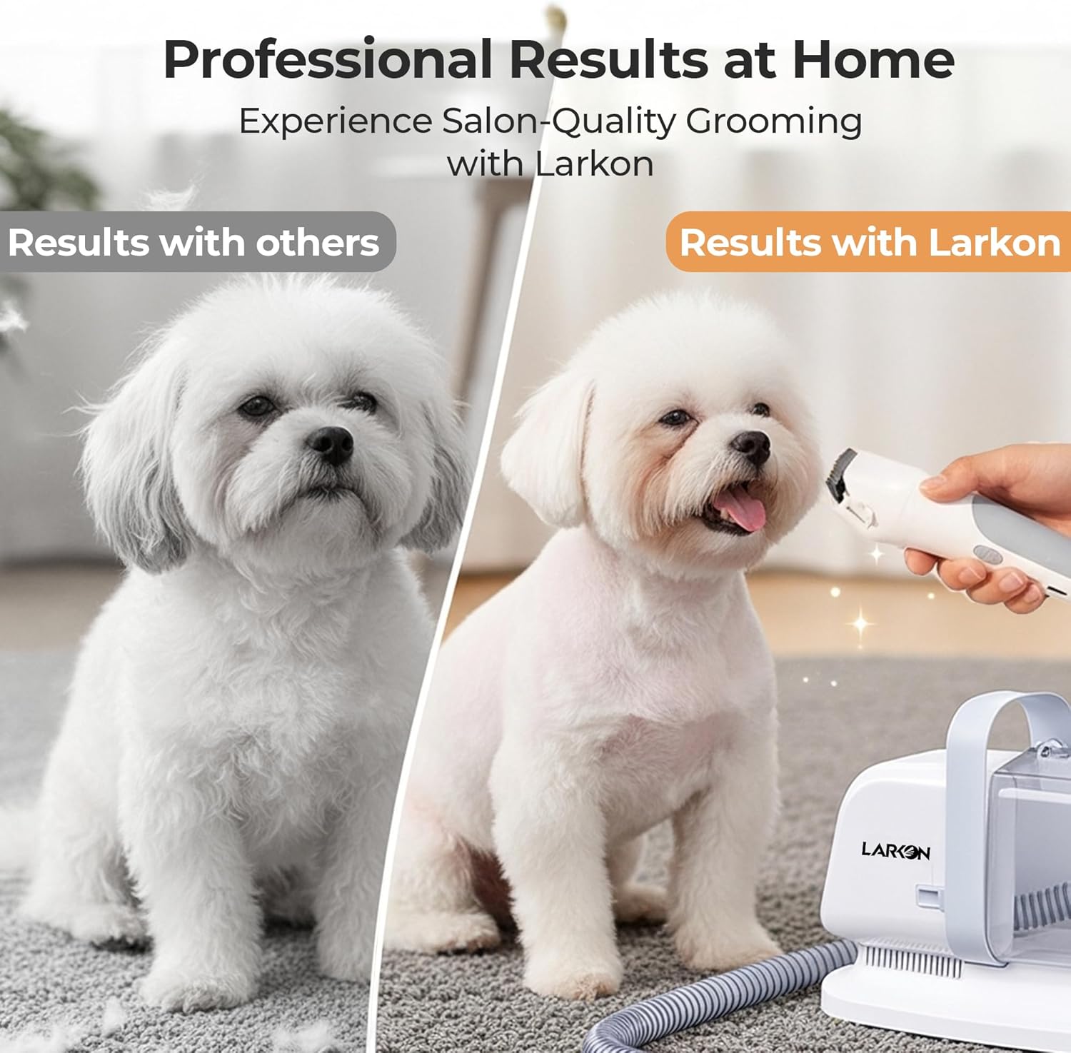 Pet Grooming Vacuum Kit Tangle Free Brush Nail Grinder Gray