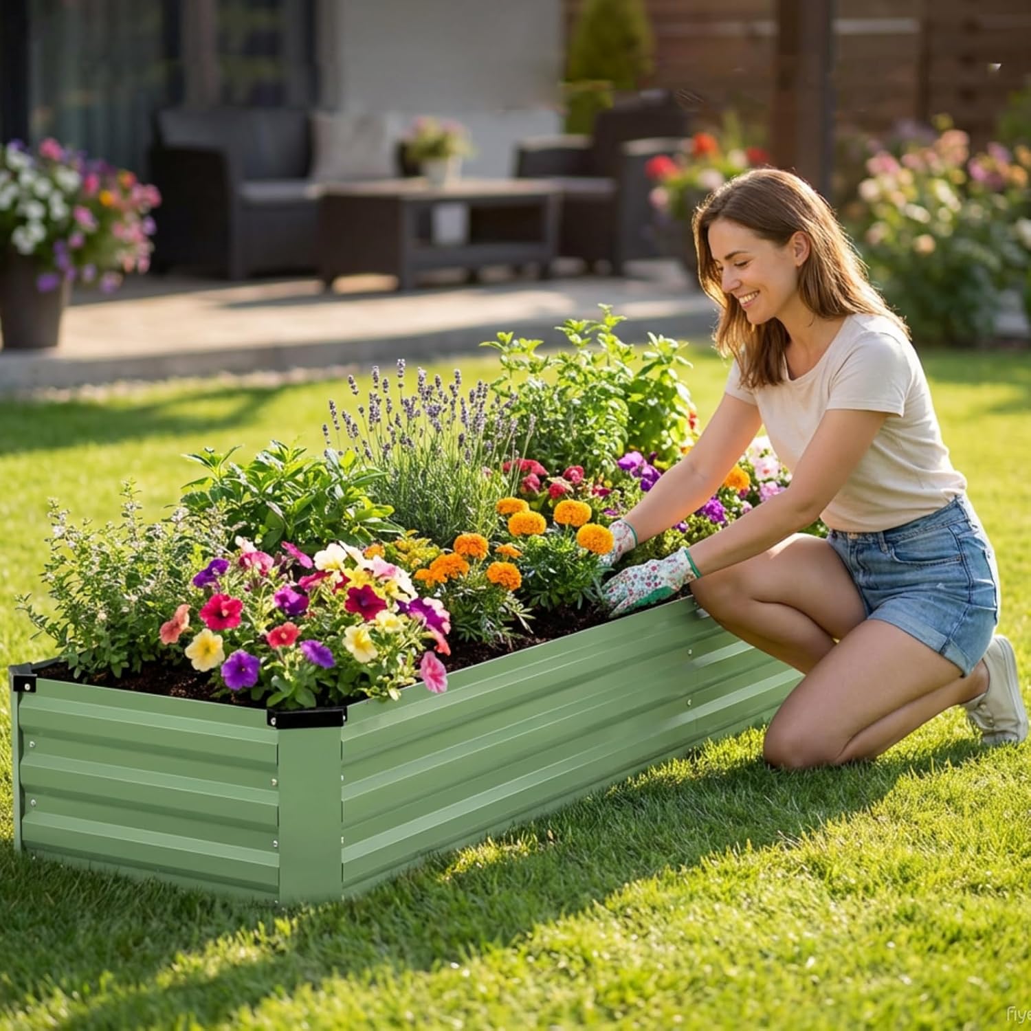 Metal Raised Garden Bed 8x2ft Set 2 Outdoor Planter Steel Kit