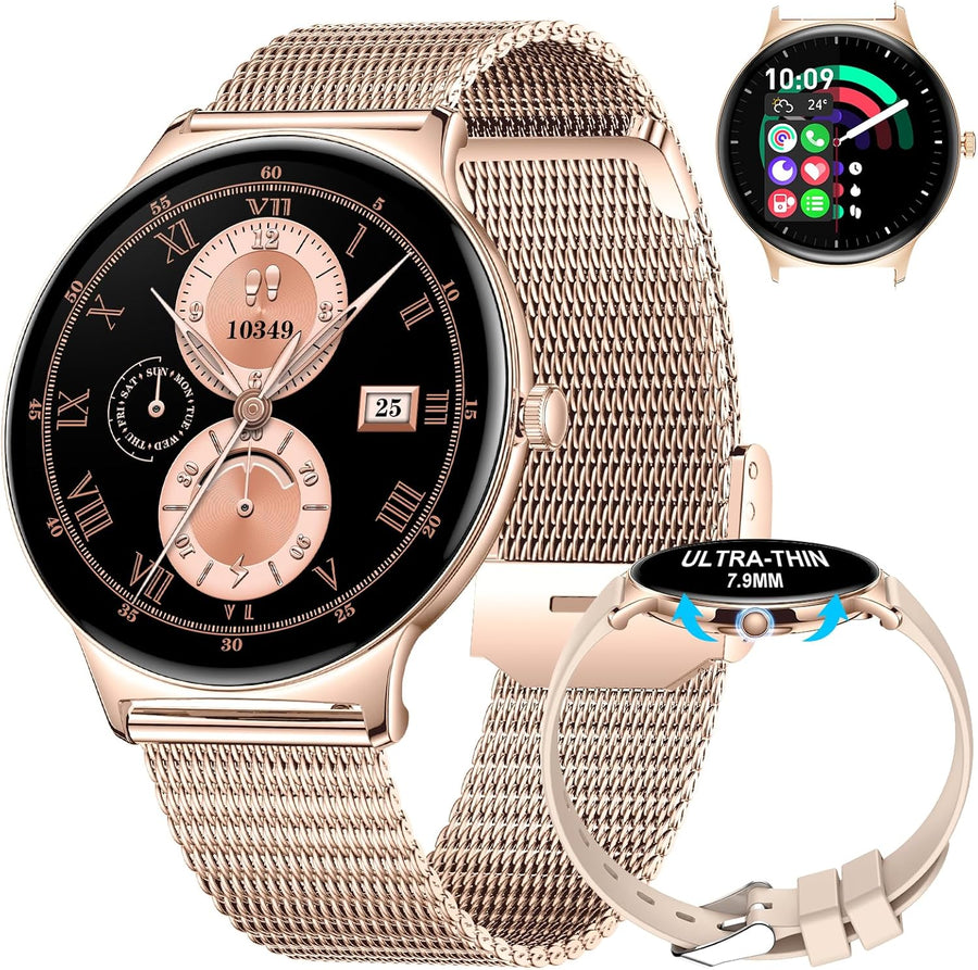 Rose Gold Women AMOLED Smart Watch 110 Sports