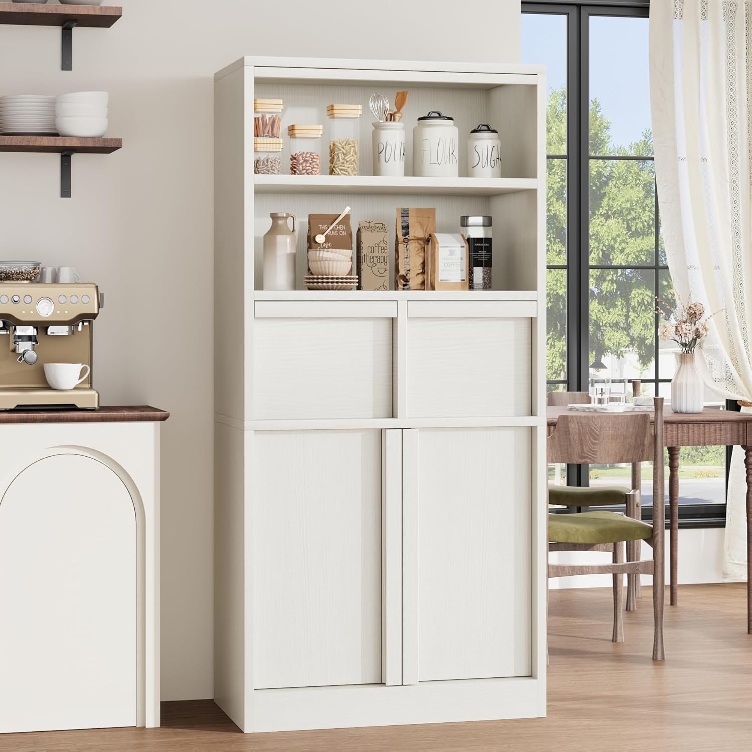 Tall Bathroom Storage Cabinet White 2 Drawers Door Unit
