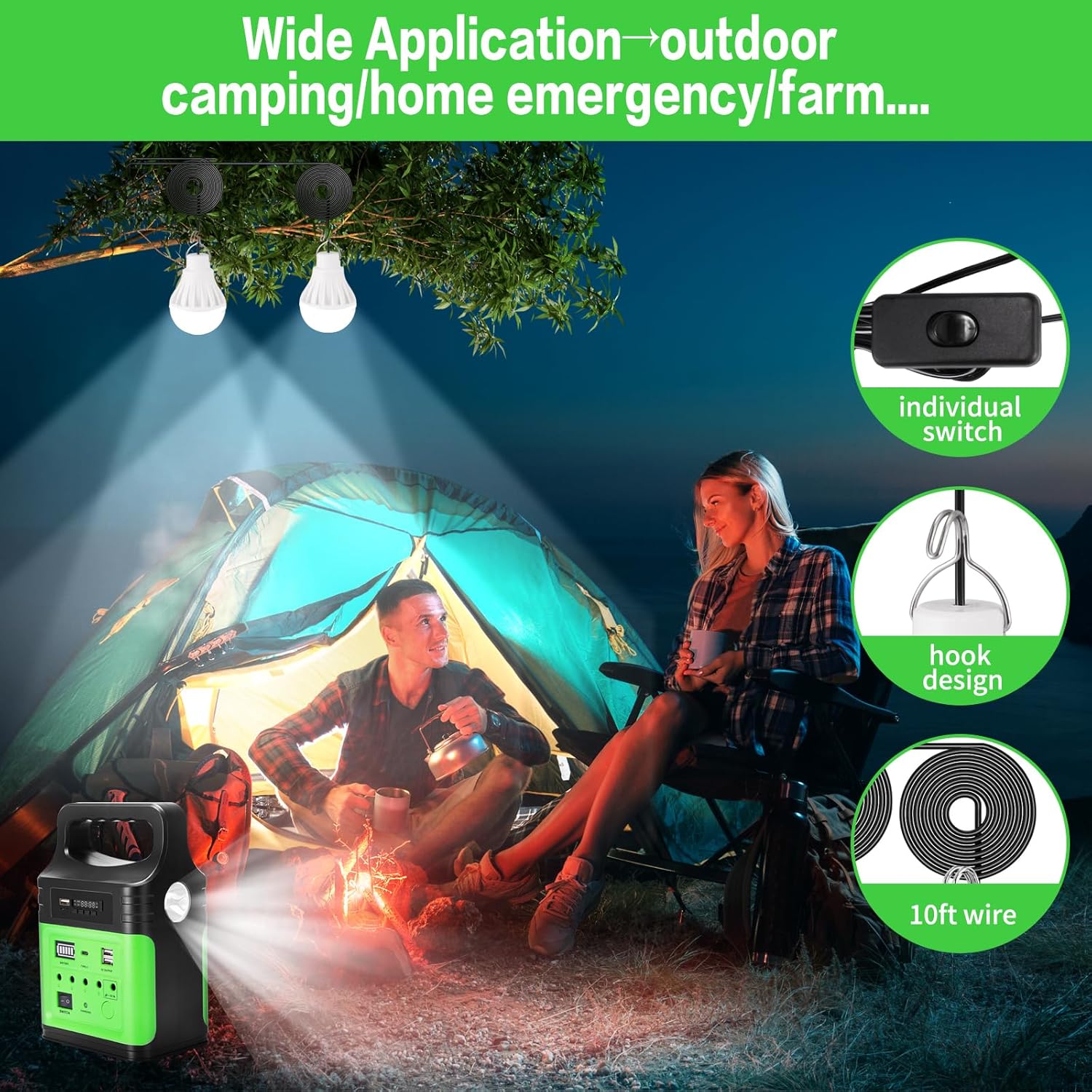 20000mAh Solar Power Bank Station 12V Portable Generator USB C