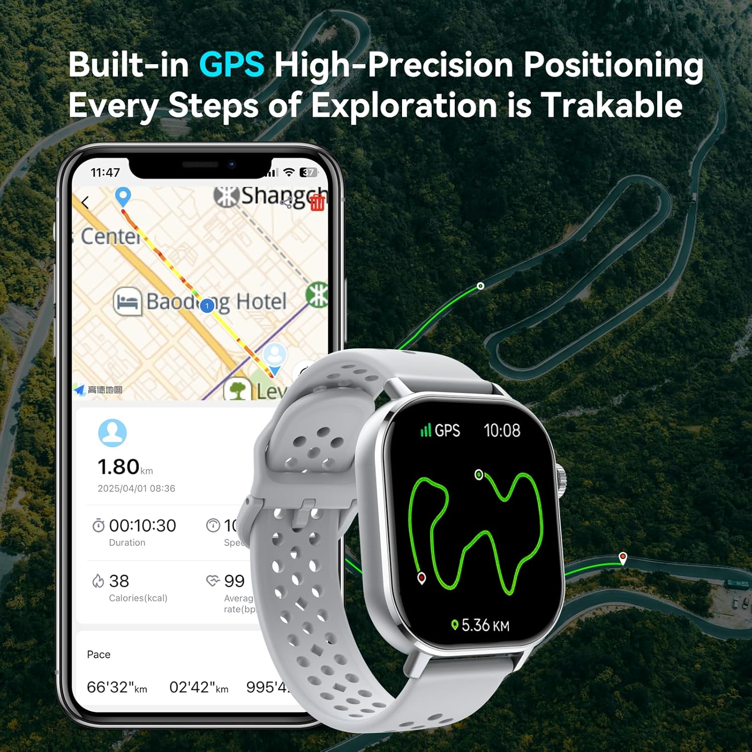 GPS AMOLED Smart Watch Bluetooth Call 178 Sports