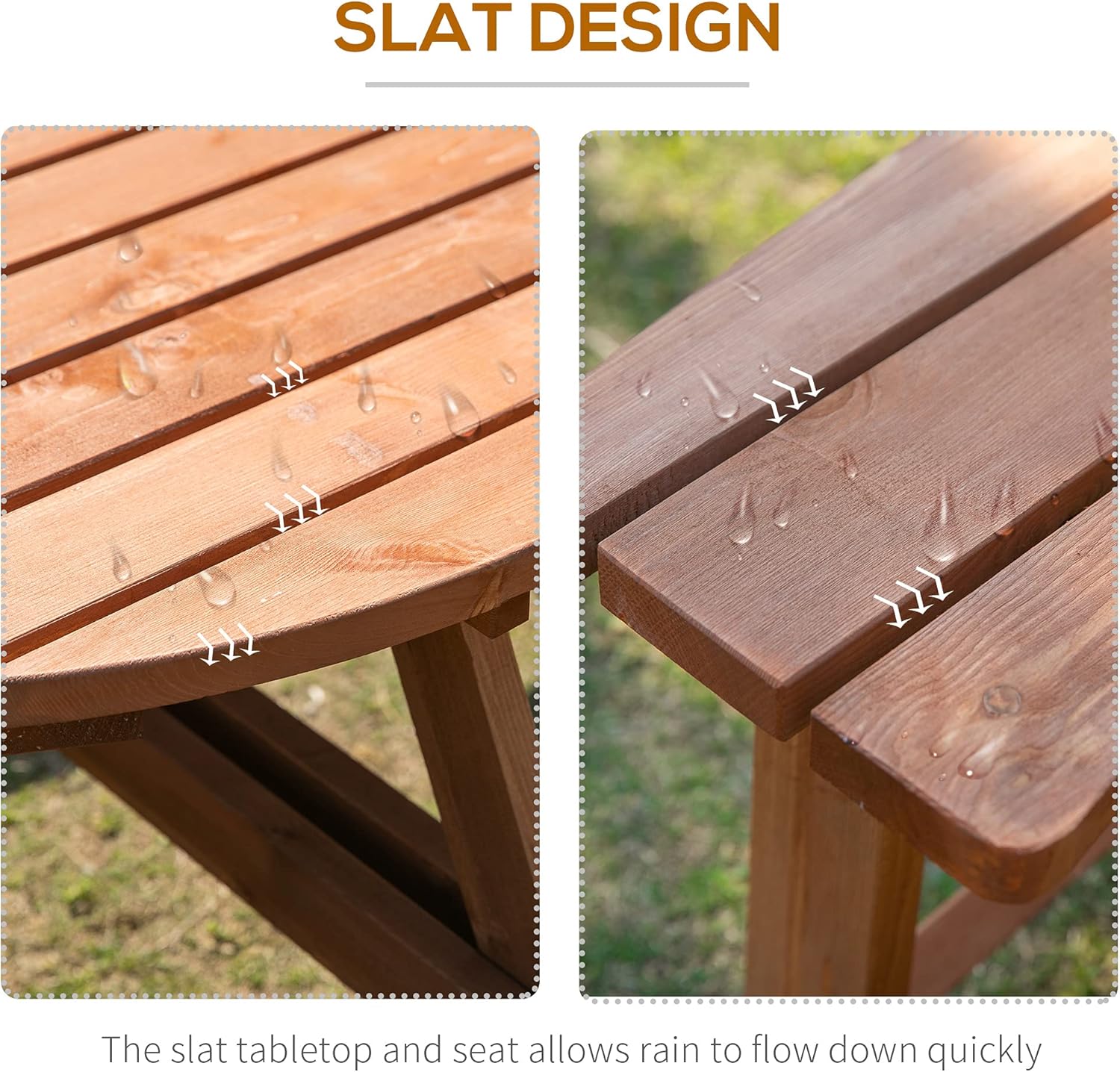 8 Seater Round Wooden Garden Dining Set Picnic Table