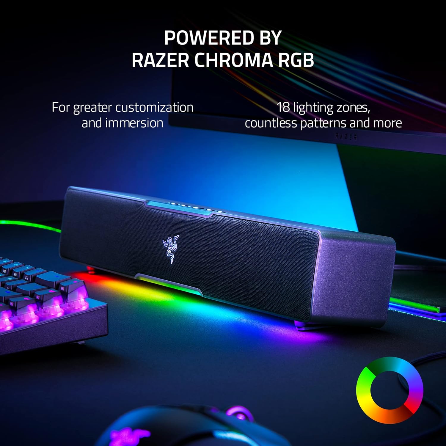 PC Gaming Soundbar USB C Bluetooth RGB Desktop Speakers Stereo Audio
