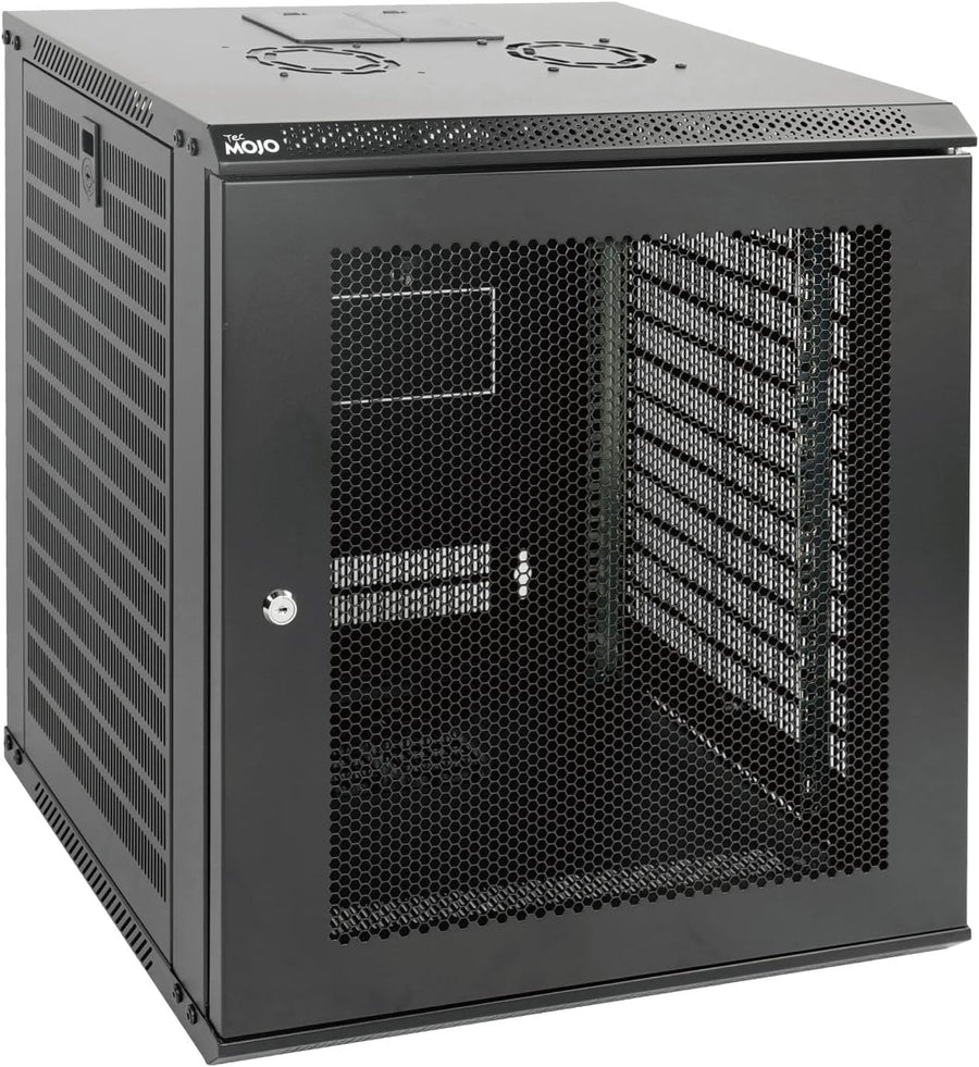 12U Wall Mount Server Cabinet 450mm Mesh Door Black
