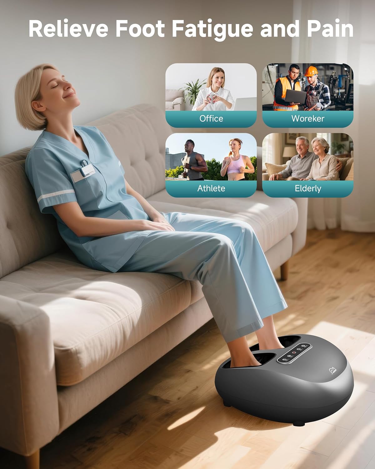 Shiatsu Foot Massager Heat Compression Remote 3 Levels Deep Kneading