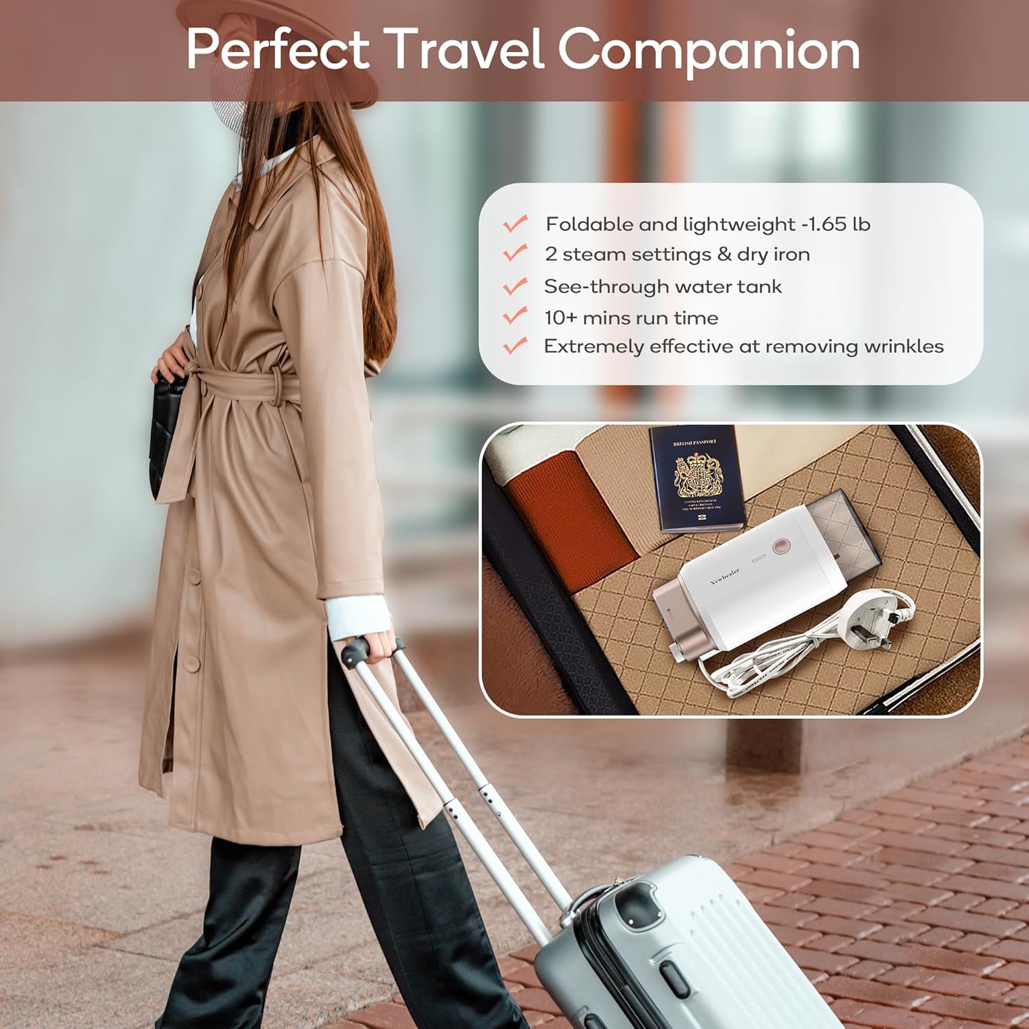 Portable Handheld Clothes Steamer 1200W 20s Heat 180ml Tank