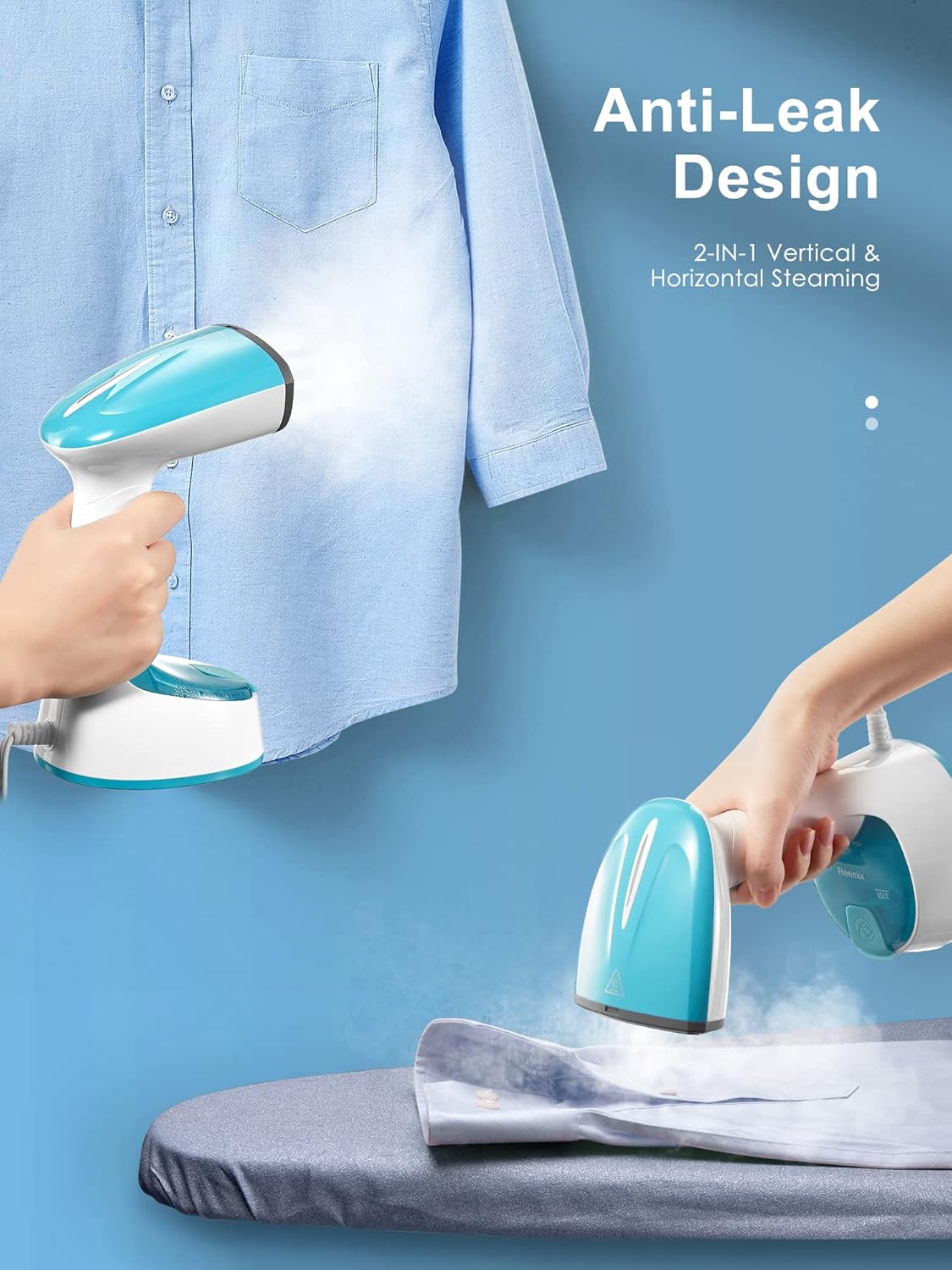 Foldable Handheld Garment Steamer 1200W Fast Heat 25s Aqua