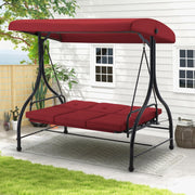 3 Seater Garden Swing Seat Bed Convertible Patio Hammock Chair Red