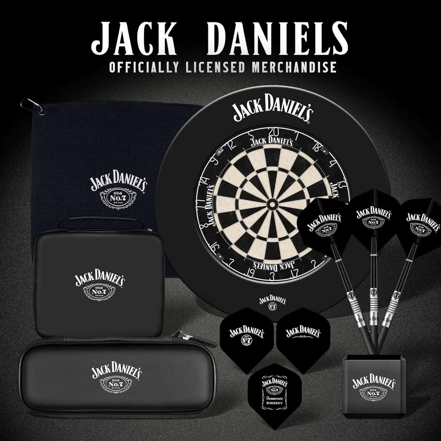 Dartboard Cabinet Set 18in Board 6 Darts Oche Score Panels Wood