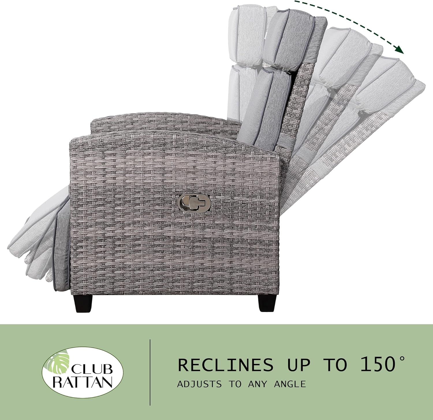 Rattan Reclining Lounge Chair Garden Patio Sun Lounger Mix Grey