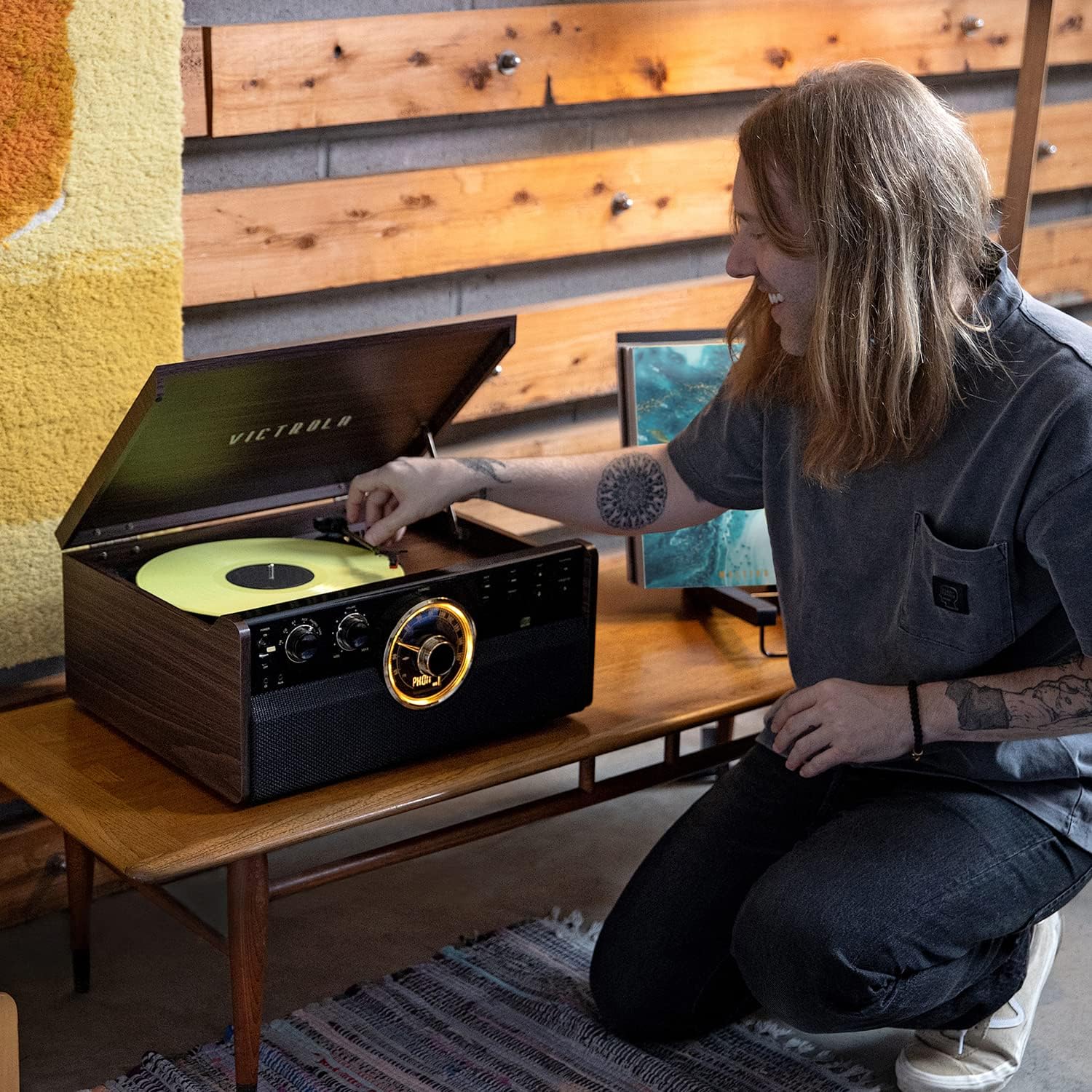 6 in 1 Wood Record Player Bluetooth CD Cassette Radio Espresso