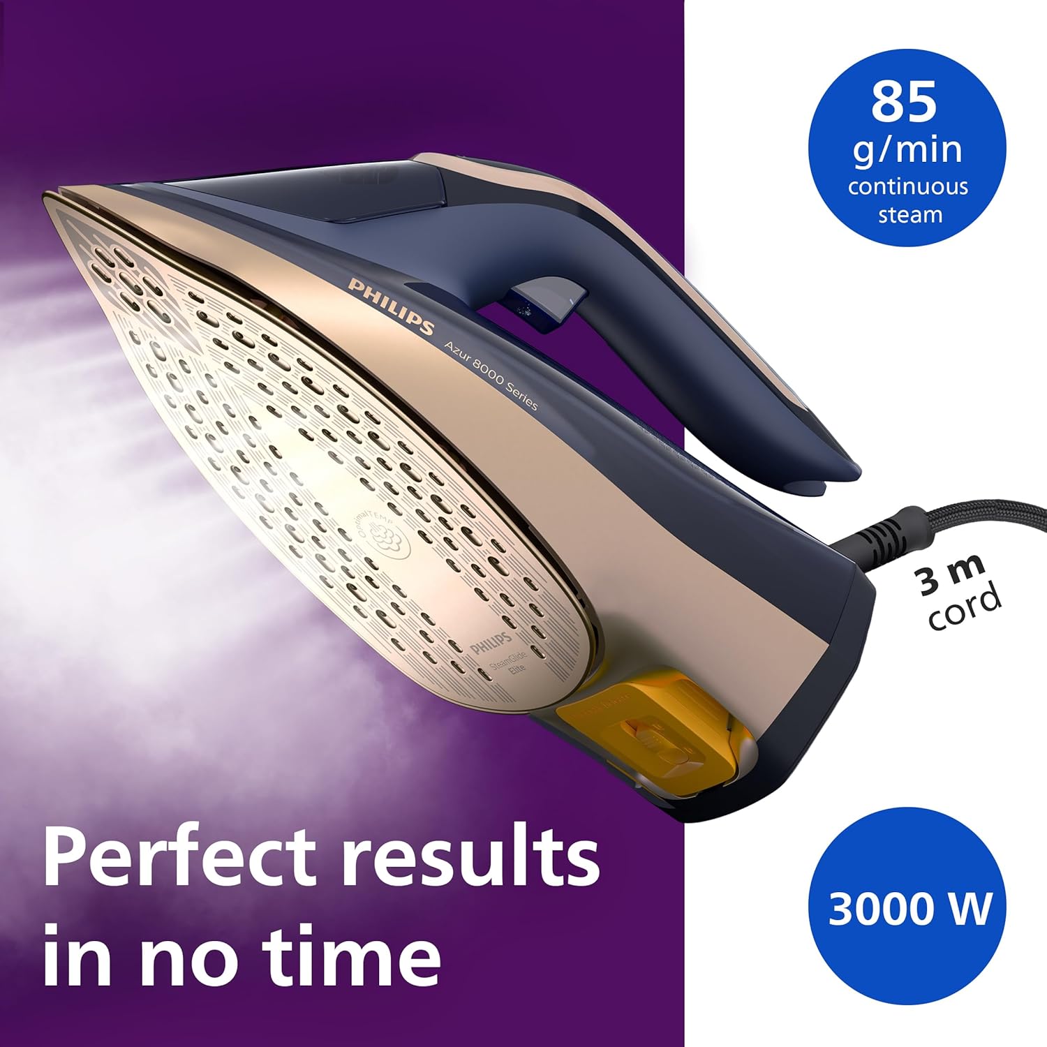 3000W Steam Iron 260g Turbo Boost Intelligent Steam Sensor 350ml Tank