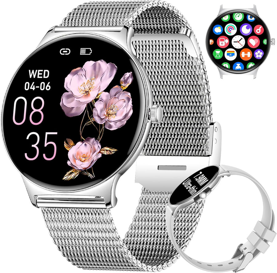 Silver Women AMOLED Smart Watch Call 120 Sports