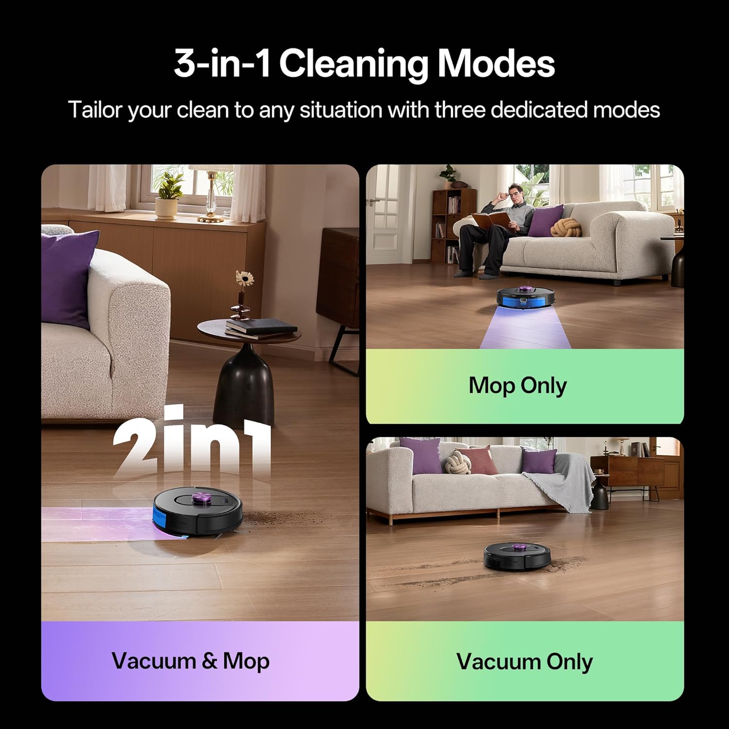 Robot Vacuum Mop 10000Pa Bagless Self Empty Dock LiDAR App Control